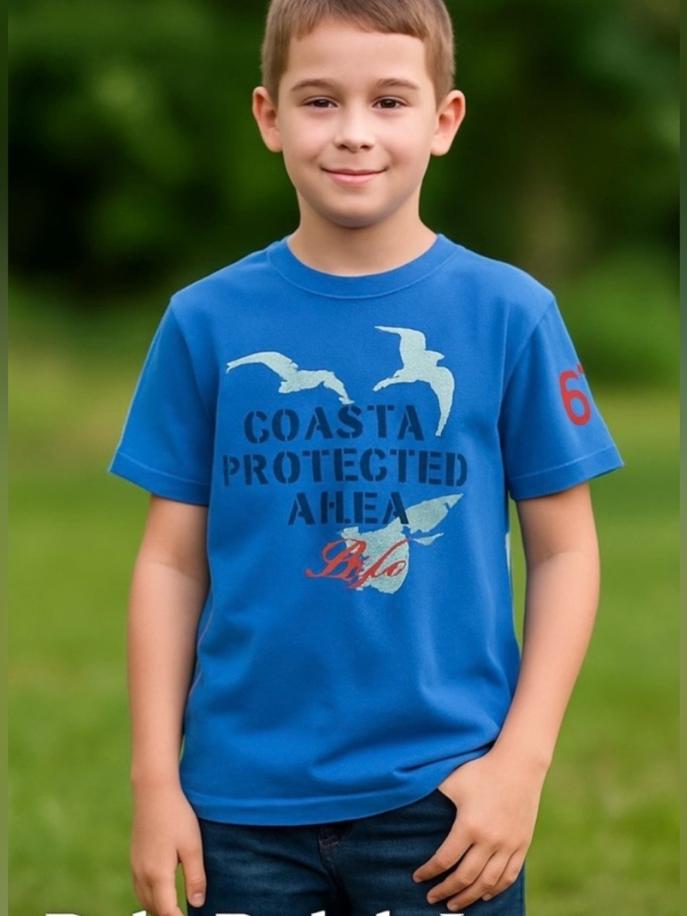 Polo Ralph Lauren Boys Blue Graphic Tee Size M (10-12)